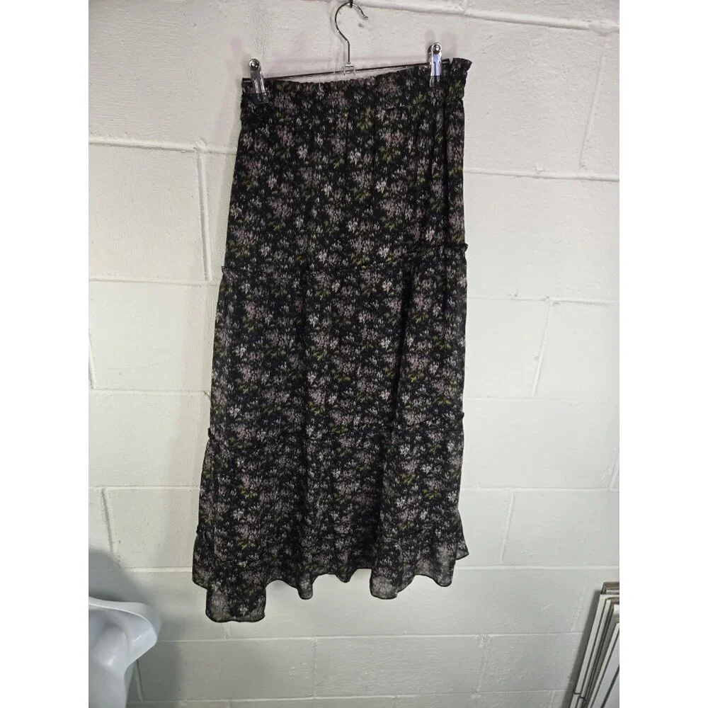 Madewell Crinkle Georgette Tiered Maxi Skirt In Blurred Blooms - Picture 8 of 10
